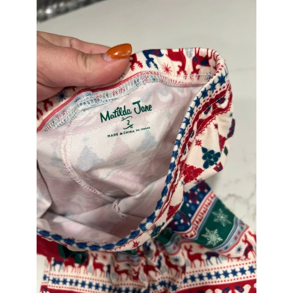 Matilda Jane Merry‎ and Bright Fair Isle Pajama Set Size 2 New Girls Reindeer